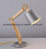 Wood Desk Lamp with Metal Base and Shade (WHT-0563)