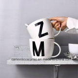 Hot Sale Black Simple Alphabet Ceramic Mug