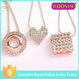 Fashion Custom 18k Gold Plated Crystal Heart Necklace for Women