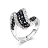 Fashion Alloy Black Enamel Crystal Single Ladies Finger Ring