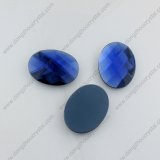 China Factory Flat Back Decorative Capri Blue Oval Glass Beads