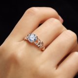 Silver Color Crystal Flower Wedding Rings for Women