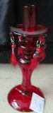 Painting Red Glass Candle Holder with Single Poster