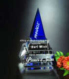 Apex Pyramid 6-1/2 Inch Blue Crystal Award (CA-1159)
