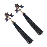 Bohemian Fashion Rhinestone Metal Long Tassels Colorful Earring Women Jewelry