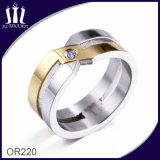 X Cross Gold and Silver Ring with CZ