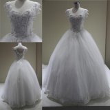 Custom Beading Crystal Lace Bodice Ball Gown Bridal Wedding Dresses