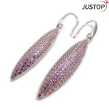 Custom Design Fancy Fashion Stone Jewelry Full Pink Diamond Crystal Earrings