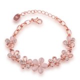 Fashion Eco-Friendly Rose Gold Bracelet Crystal Flower Shape Pendant Charm Bracelet