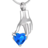 Big Crystal in Hand Hot Selling Stainless Steel Cremation Pendant for Ashes