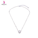 Simple Elegant Short Inlaid Crystal Pendant Alloy Clavicle Necklace for Women