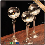 Home Decoration Crystal Long Stemmed Glass Candle Holder