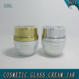 50g Pearl White Cosmetics Glass Cream Empty Jar with Acrylic Lid 50ml