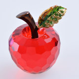 Small Size 40mm Faceted Crystal Glass Apple for Paperweight