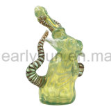 Yellow Glass Bubbler Smoking Pipe with Horn (ES-HP-533)