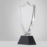 New Design Transparent Shield Crystal Trophy Black Base
