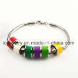 Colorful Enamel Beaded Bracelet with Lobster Clasp