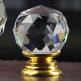 30mm Clear White Crystal Furniture Cabinet Knob in Brass Hardware