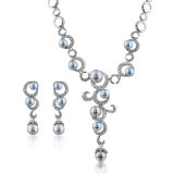Luxury imitation Black Pearl Beads Fashion Earring and Necklace Jewelry Set