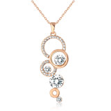 Hot Selling 45cm Length Circles Crystal Pendant Necklace for Women