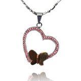 Fashion Stainless Steel Heart Shape Crystal Diamond Pendant Necklace Diamond Necklace