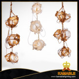 Industrial Hanging Lamp Hemp Rope Crystal Chandelier (MD10993-1LS+2SS)