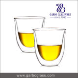 8oz V Shape High Quality Borosolicate Double Wall Glass Tumbler for Hot Water Drinking GB500130240