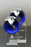 Duke Blue Crystal Globe Award - Silver Recognition Gifts for Thank You Gifts (#3531A, #3441)