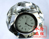 Crystal Glass Clock of Paperweight Table Decoration