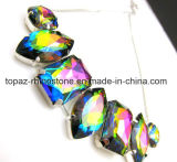 Glass Beads with Claw Sew on Jewelry Rhinestone for Necklace Setting Diamond (SW-oval/rectangle rainbow color)