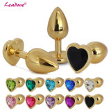 Large Size Golden Heart Shaped Stainless Steel Crystal Jewelry Anal Butt Plug