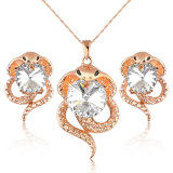 Luxury Women Latest Model Fashion Jewelry Snake Clear Crystal Necklace Set