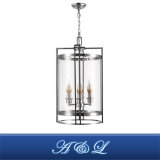 Modern Design 4-Light Metal & Tempered Glass Chandelier Lamp for Hallway, Bedroom, Living Room, Kitchen, Dining Room