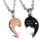 Charms Stainless Steel Rose Gold Black Color Crystal Heart Love Necklace Pendants for Lovers Couples jewelry