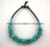 Semi Precious Stone Turquoise Crystal Chips Beaded Necklace