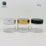 Cylinder Shape 60g Clear Glass Cream Jar Cosmetic Jar 60ml for Face Cream
