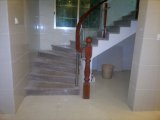 Combination Staircase with Sapele Wood Handrail and Tempered Glass