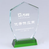 New Design Customized Transparent Glass Colorful Crystal Trophy Award Engraved with Base
