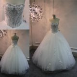 Sweetheart Heavy Beading Crystals Sequins Tulle Ball Gown Wedding Dress