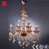 Golden Crystal Chandelier with Glass Decoration