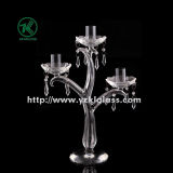 Clear Glass Candle Holder for Wedding Decoration with Three Poster