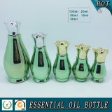 Green Electroplate Single-Gourd Shape Glass Essential Oil Bottle with Flower Cap