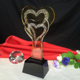New Design Crystal Glass Heart Shape Trophy
