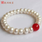 White Freshwater Stretched Pearl Bracelet