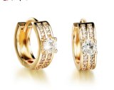 New Gold Silver Plated Classic Baby Cc Hoop Earrings Champagne Huggie Round Austrian Crystal Statement Jewelry