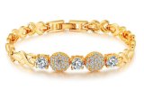 Exquisite Gold Color Heart Chain Link Bracelet for Women Shining AAA Cubic Zircon Crystal Jewelry