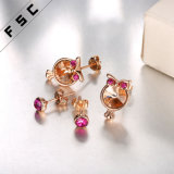 Wholesale Fashion Rose Gold Plated Girl's Owl Ear Stud Earrings