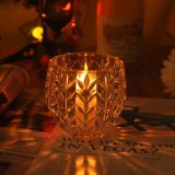 Embossed Flower Patterned Glass Candle Holders