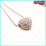 2015 Rose Gold Jewelry Custom Heart Pendant Necklace with Crystal