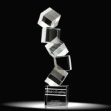Clear Cube Shape High Quality Crystal Awards Trophy